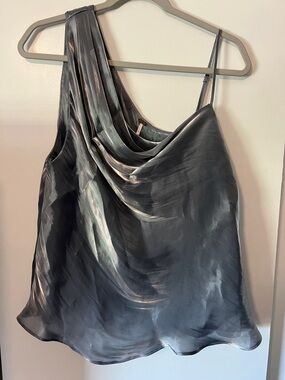 Free People One-Shoulder Satin Cowl Neck Camisole - Gray